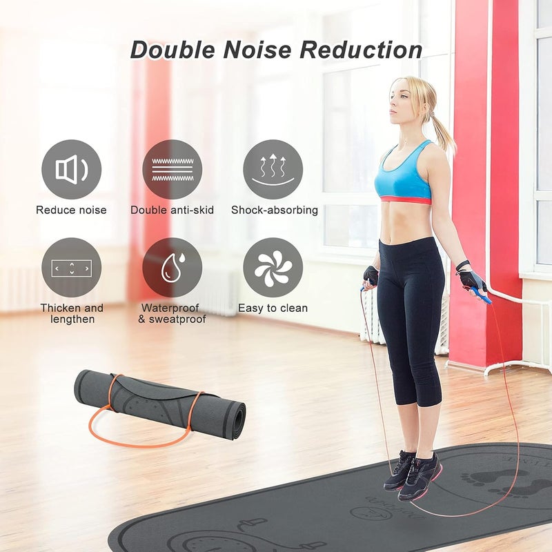 dofopo Jump Rope Mat 71"/63"x24" Larger Non-Slip Indoor Outdoor Exercise Fitness Mat, High-Density Workout Shock Absorption for Home Gym Flooring Concrete Jumping Rope - Image 3